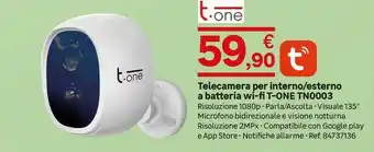 Leroy Merlin Telecamera Per Interno/esterno A Batteria Wi-fi T-ONE TN0003 offerta