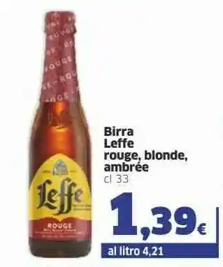 Sigma Leffe Birra Rouge, Blonde, Ambree 33 Cl offerta