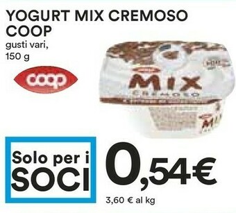Coop Coop - Mix Cremoso Yogurt Bianco Cremoso Dolce E Fiocchi Al Cioccolato 150 G(ml) offerta