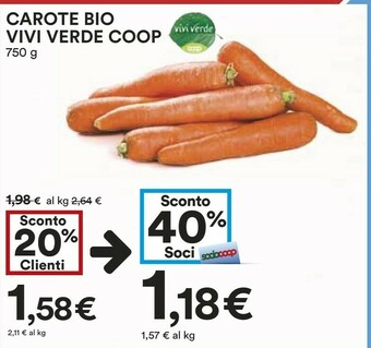 Coop Coop - Carote Bio Vivi Verde 750 G(ml) offerta