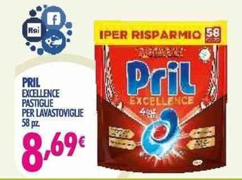 Acqua & Sapone Pril Excellence Pastiglie per Lavastoviglie 58 pz offerta