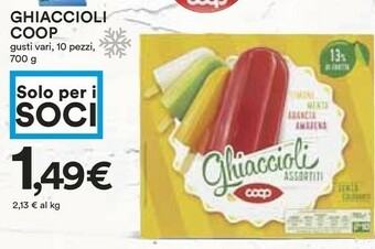 Coop Coop - Ghiaccioli Assortiti Arancia Limone Amarena Menta 700 G(ml) offerta