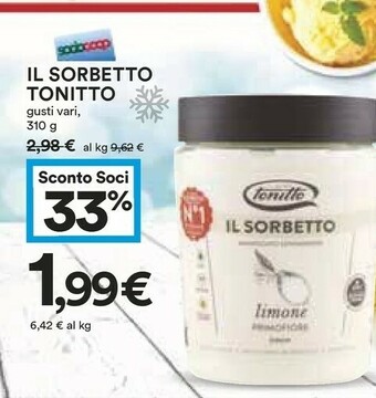 Coop Tonitto Sorbetto offerta