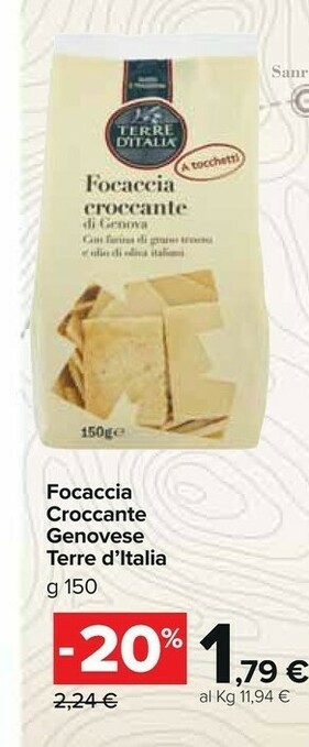 Carrefour Market Terre d'Italia Focaccia offerta