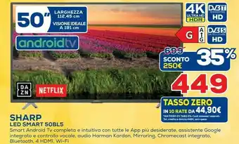 Euronics Sharp Aquos 50BL5EA 127 Cm (50") 4K Ultra HD Smart TV Wi-Fi Nero offerta