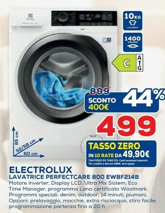 Euronics Electrolux EW8F214B Lavatrice Libera Installazione Caricamento Frontale Nero, Bianco 10 Kg 1400 Giri/min A+++-40% offerta