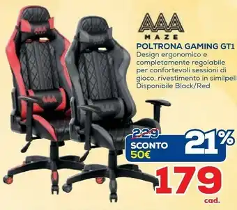 Euronics Maze Poltrona Gaming GT offerta