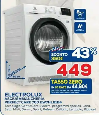 Euronics Electrolux EW7HL81B4 Asciugatrice Libera Installazione Caricamento Frontale Bianco 8 Kg A+ offerta