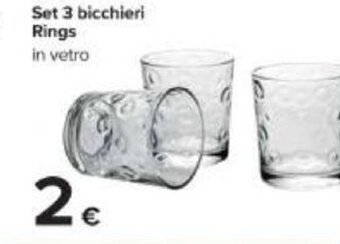 Carrefour Set 3 bicchieri Rings in vetro offerta