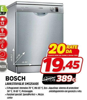 Fiducia & Convenienza Bosch SMS25AI05E Lavastoviglie Libera Installazione 12 Coperti A++ offerta
