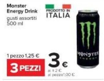 Carrefour Monster Energy Drink gusti assortiti 500 ml offerta