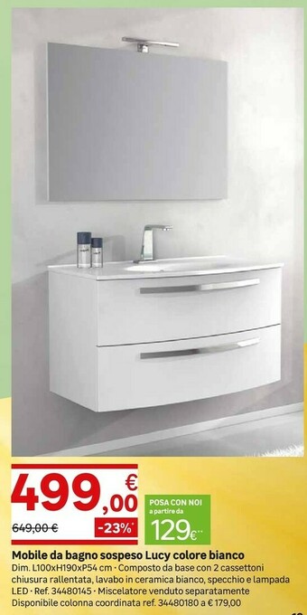 Mobile Da Bagno Sospeso Lucy Colore Bianco