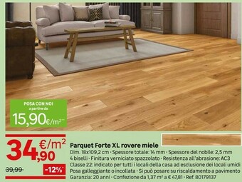 Leroy Merlin Parquet Forte XL Rovere Miele offerta