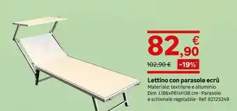 Lettino Con Parasole Ecrù