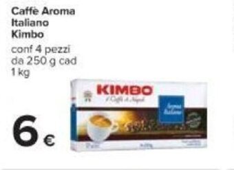 Carrefour Kimbo Caffè Aroma Italiano conf 4 pezzi da 250 g cad 1 kg offerta