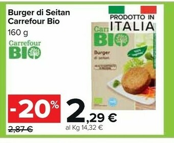 Carrefour Market Carrefour Burger Di Seitan Bio offerta