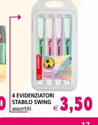 4 evidenziatori stabilo swing