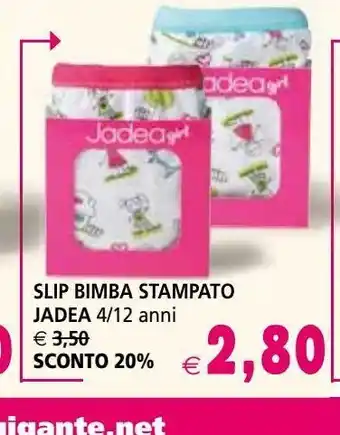 Il Gigante Slip bimba stampato jadea 4 /12 anni offerta