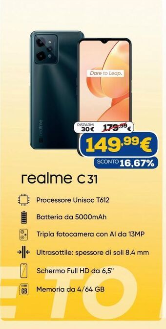 Euronics Realme c31 offerta