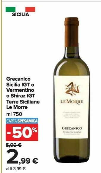 Carrefour Market Terre siciliane Nero d'Avola offerta