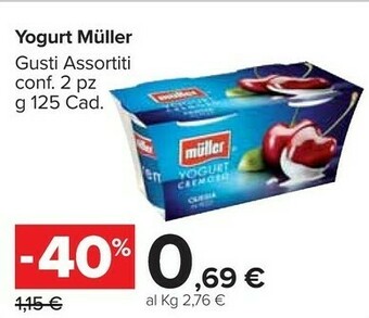 Carrefour Market Muller Müller - Yogurt Cremoso Ciliegia In Pezzi 250 G(ml) offerta