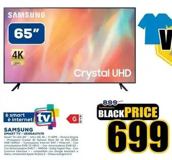 Euronics Samsung TV Crystal UHD 4K 65” UE65AU7170 Smart TV Wi-Fi Titan Gray 2021 offerta