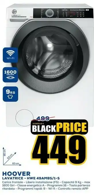 Euronics Hoover H-WASH 500 HWE 49AMBS/1-S Lavatrice Libera Installazione Caricamento Frontale 9 Kg 1400 Giri/min A Bianco offerta