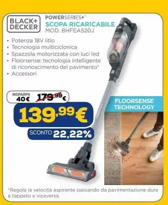 Euronics Black & decker scopa ricaricabile offerta
