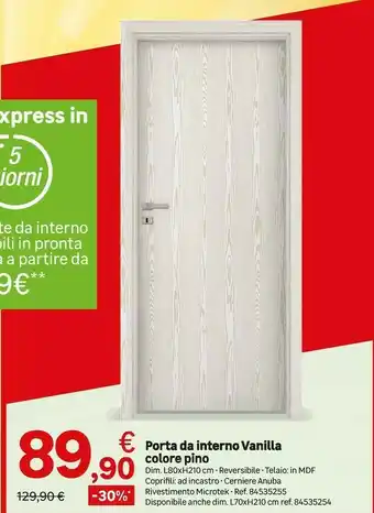 Leroy Merlin Porta Da Interno Vanilla Colore Pino offerta