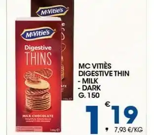 Sigma Mc Vities Digestive Thin Milk / Dark 150 G offerta