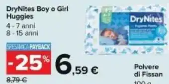 Carrefour Huggies DryNites Boy O GIRL 4-7 aNNL 8-15 aNNL offerta