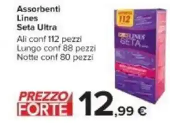 Carrefour Lines Assorbenti Seta Ultra Ali conf 112 pezzi Lungo conf 88 pezzi Notte conf 80 pezzi offerta
