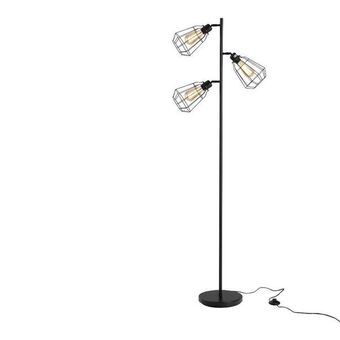 Brico Bravo Lampada da terra con 3 paralume regolabile base in acciaio nero industrial offerta