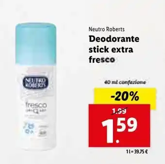 Lidl Deodorante stick extra fresco 40 ml offerta