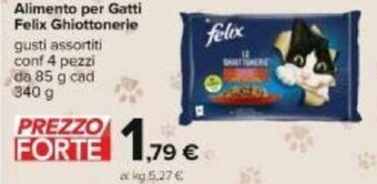 Carrefour Felix Ghiottonerie Alimento Per Gatti Gusti Assortiti Conf 4 Pezzi Da 85 g Cad 340 g offerta