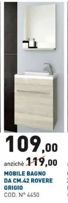 Scaramuzza Mobile Bagno DA CM.42 Rovere Grigio offerta
