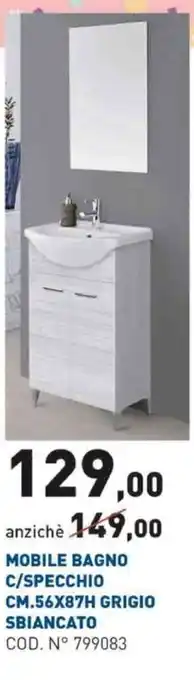 Scaramuzza Mobile Bagno C/Specchio CM.56X87H Grigio Sbiancato offerta