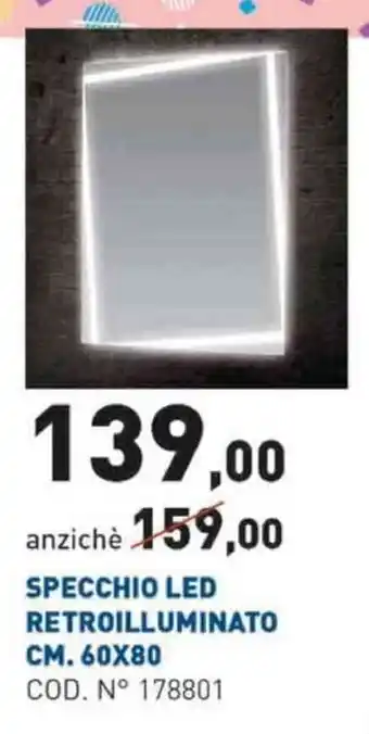 Scaramuzza Specchio LED Retroilluminato CM.60X80 offerta