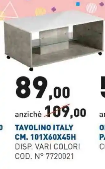 Tavolino Italy CM. 101X60X45H