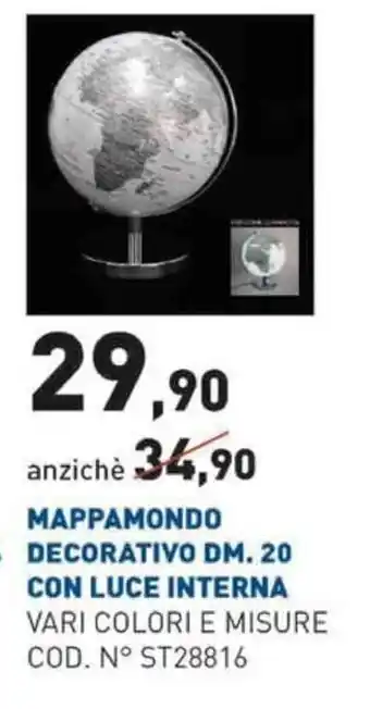 Mappamondo Decorativo DM.20 Con Luce Interna