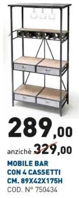 Scaramuzza Mobile Bar Con 4 Cassetti CM. 89x42x175H offerta