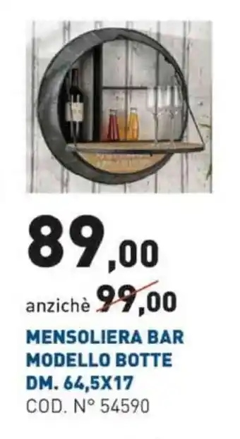 Mensoliera Bar Modello Botte DM. 64,5x17