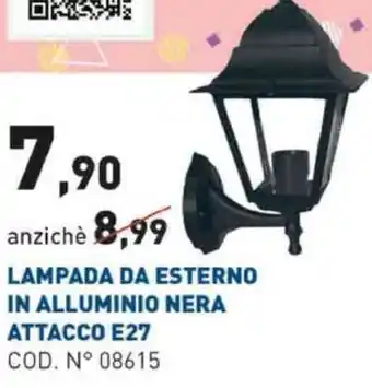 Scaramuzza Lampada Da Esterno In Alluminio Nera Attacco E27 offerta