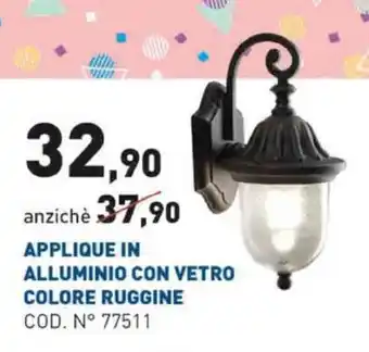 Scaramuzza Applique In Alluminio Con Vetro Colore Ruggine offerta