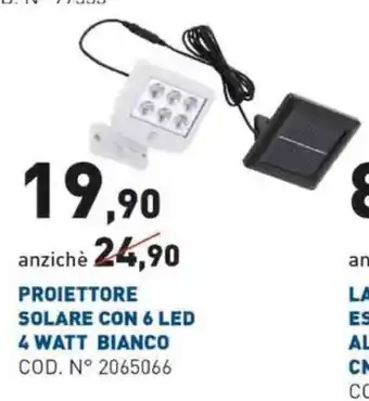 Scaramuzza Proiettore Solare Con 6 LED 4 Watt Bianco offerta