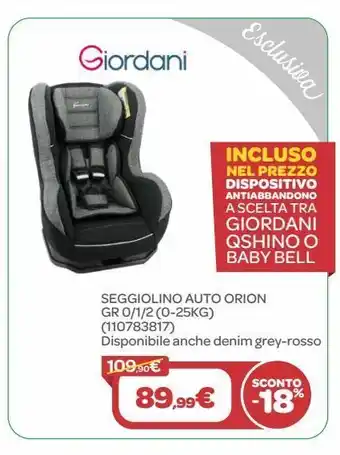 Bimbo Store Seggiolino auto orion offerta
