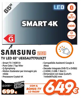 Expert Di Lella Samsung TV LED 65" UE65AU7170UXZT offerta