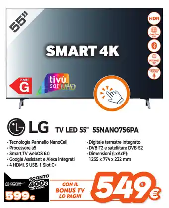 Expert Di Lella LG TV LED 55" 55NANO756PA offerta