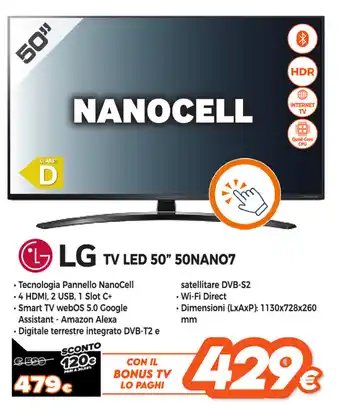 Expert Di Lella LG TV LED 50" 50NANO7 offerta