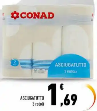 Conad Conad Asciugatutto 3 rotoli offerta
